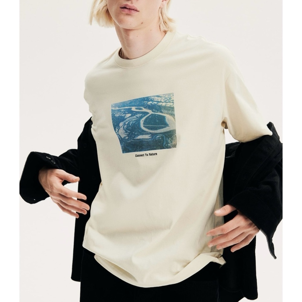 H&M “Connect to Nature” Loose Fit T-Shirt - Cream, Size XXL